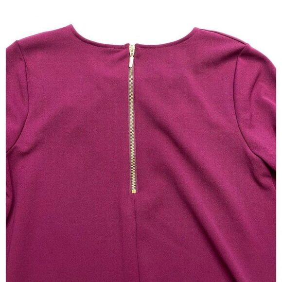 Nina Leonard Purple Magenta‎ Shift 3/4 Sleeve Dress Sz Medium - Picture 7 of 7